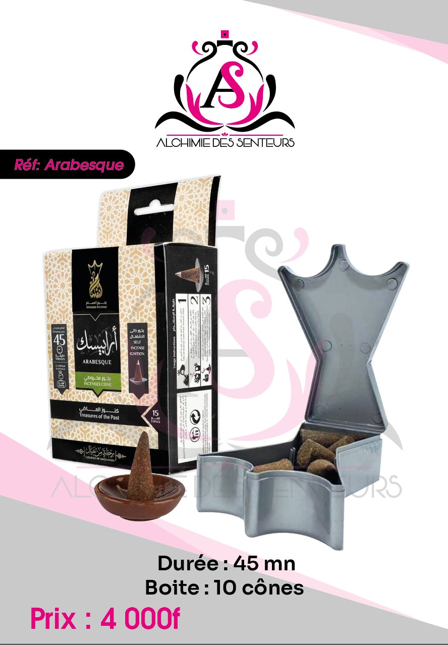 Boîte d’encens en cône senteur orientale très agréable arabesque