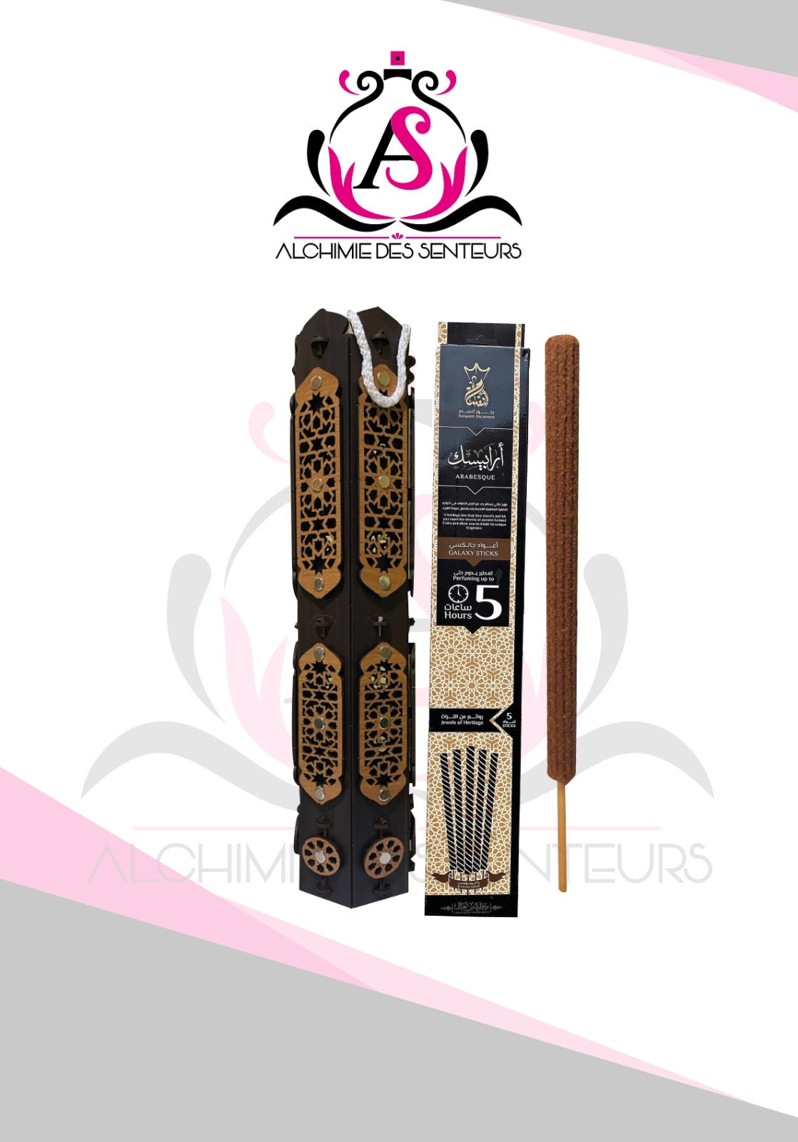 Ensemble tour encensoir et une boîte d’encens Arabesque 5 h