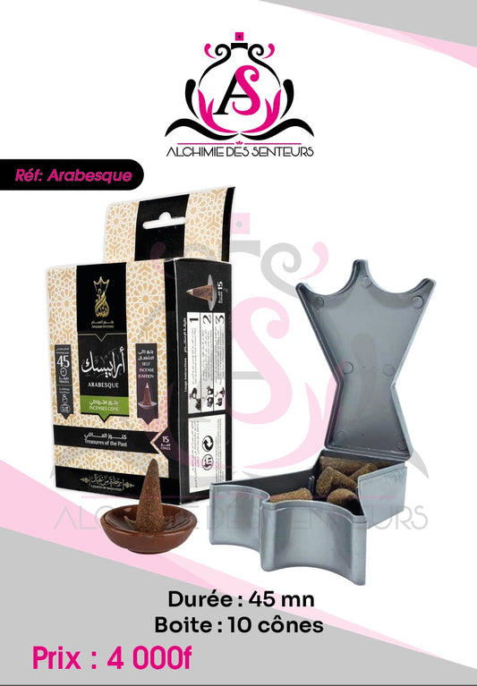 Boîte d’encens en cône senteur orientale très agréable arabesque