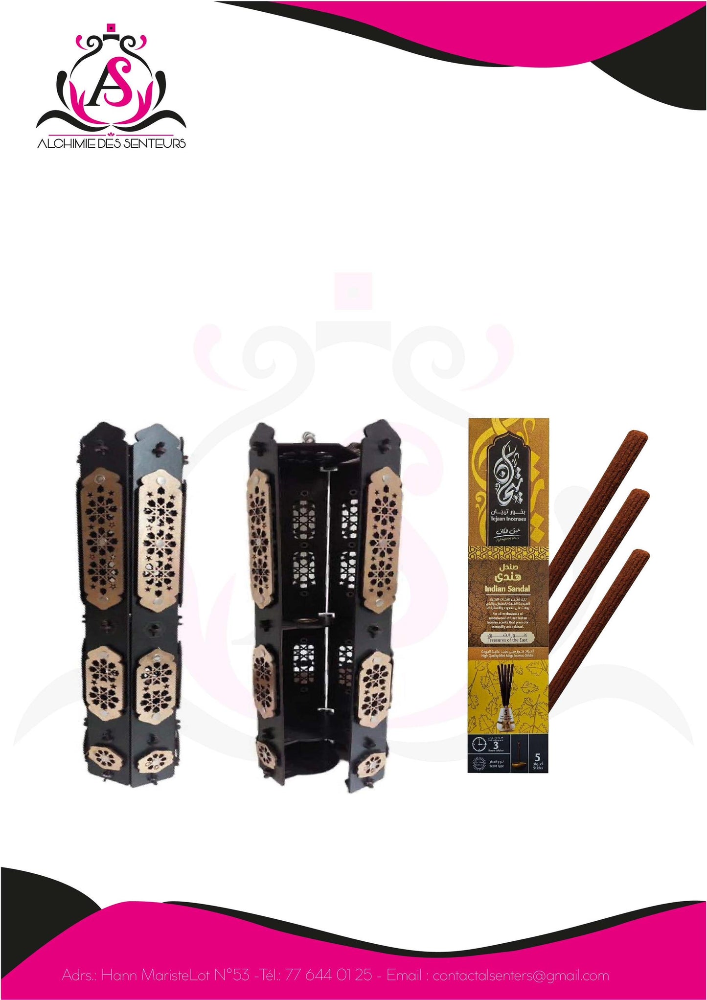 Ensemble encensoir PM et une boite d’encens Indian Santal de 3h